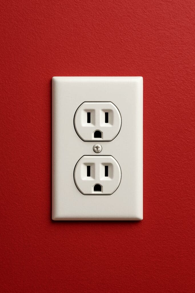 A new and repaired electrical outlet